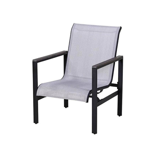 Style Selections Easton Park Set of 4 Texture Black Metal Frame Spring Motion Conversation Chair(s) with Gray Sling Seat | 720.2