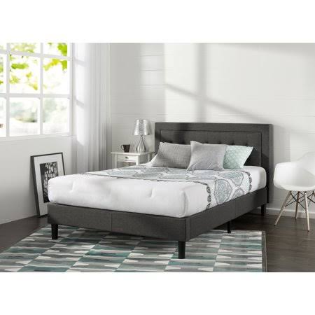 Zinus 43 inch Dachelle Upholstered Platform Bed, Dark Grey, Full, Gray