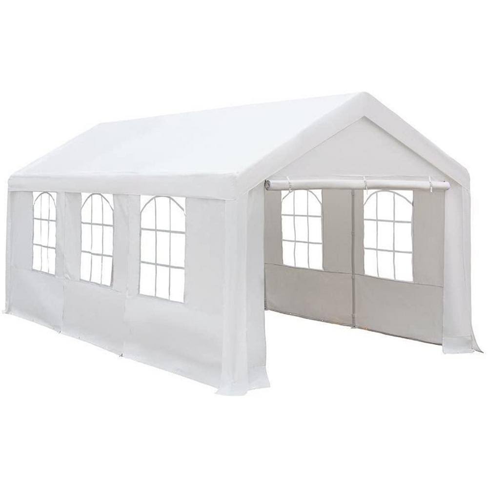 Abba Patio 10 ft. x 20 ft. x 9.4 ft. White Roof Steel Carport