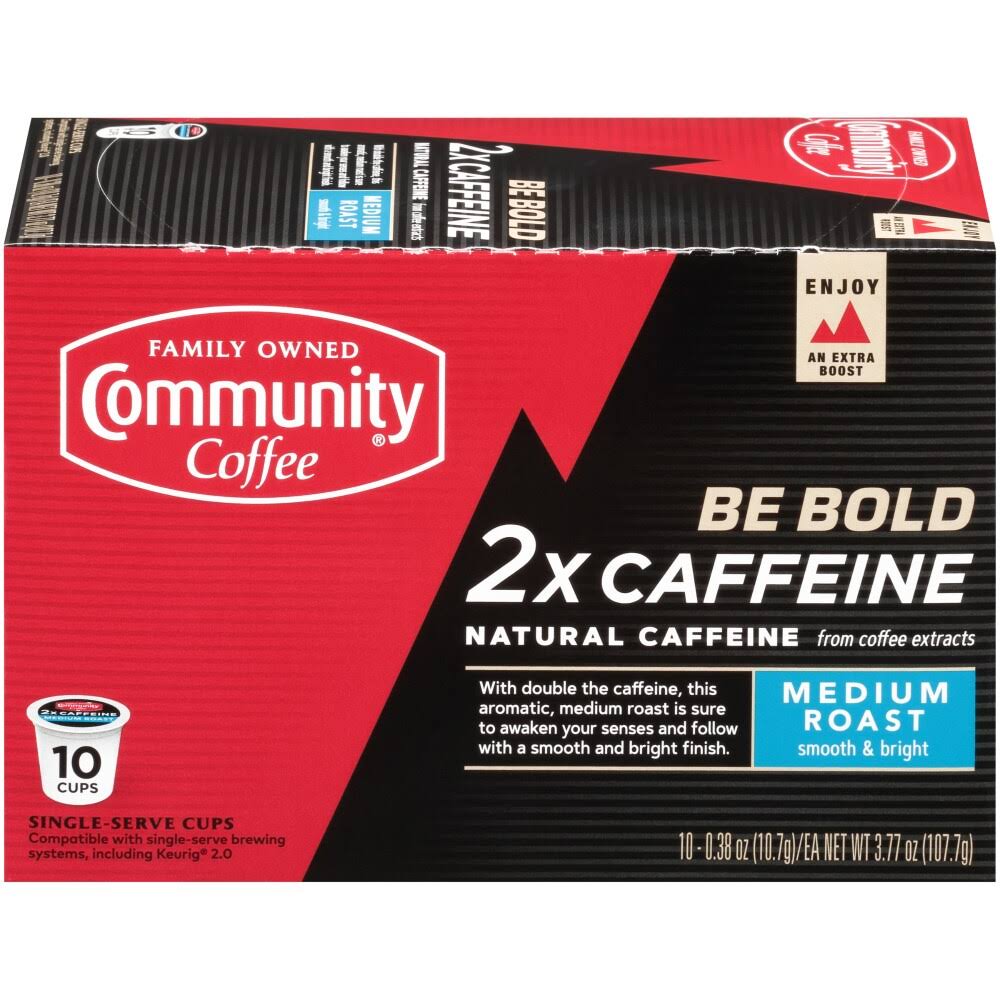 Community Coffee 2X Caffeine Medium Roast Single-Serve Coffee Cups