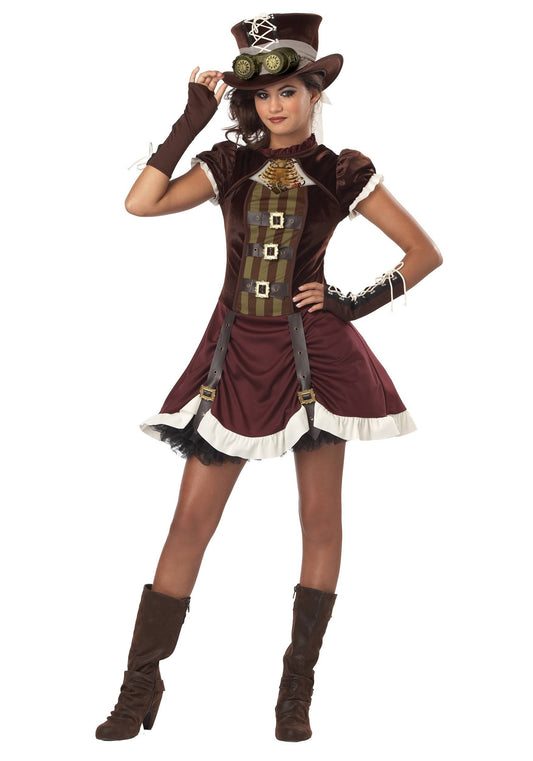 Tween Steampunk Girl Costume - S Brown