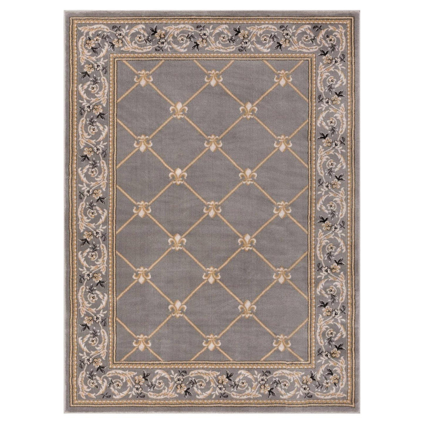 Well Woven Timeless Fleur De Lis Traditional Grey Area Rug, Gray