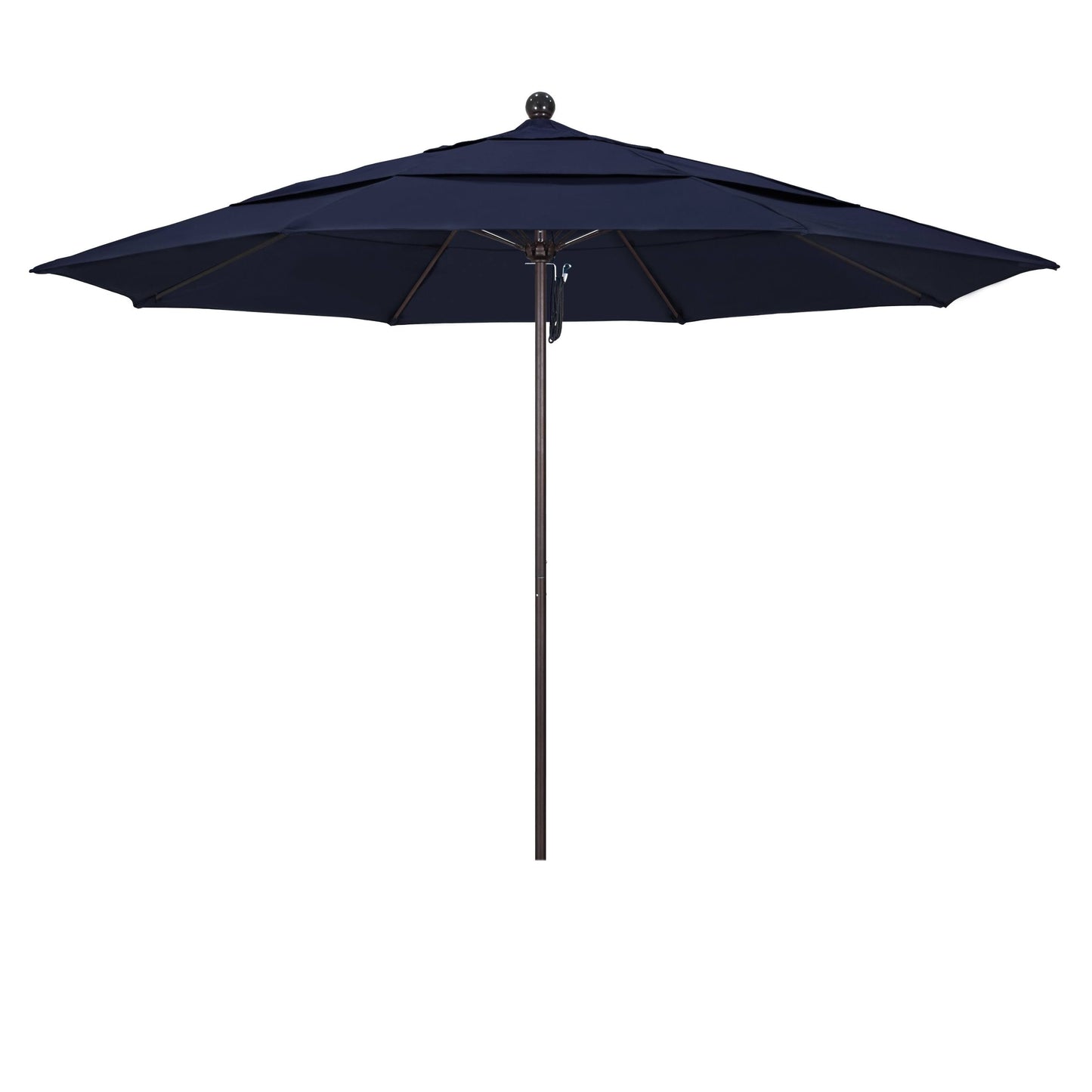 California Umbrella 11 Round Aluminum/Fiberglass Umbrella, Push Open, Bronze Pole, Pacifica Navy Blue