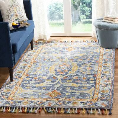 Vahakn Oriental Tufted Wool Blue/Rust Area Rug Bungalow Rose Rug Size: Rectangle 4 x 6