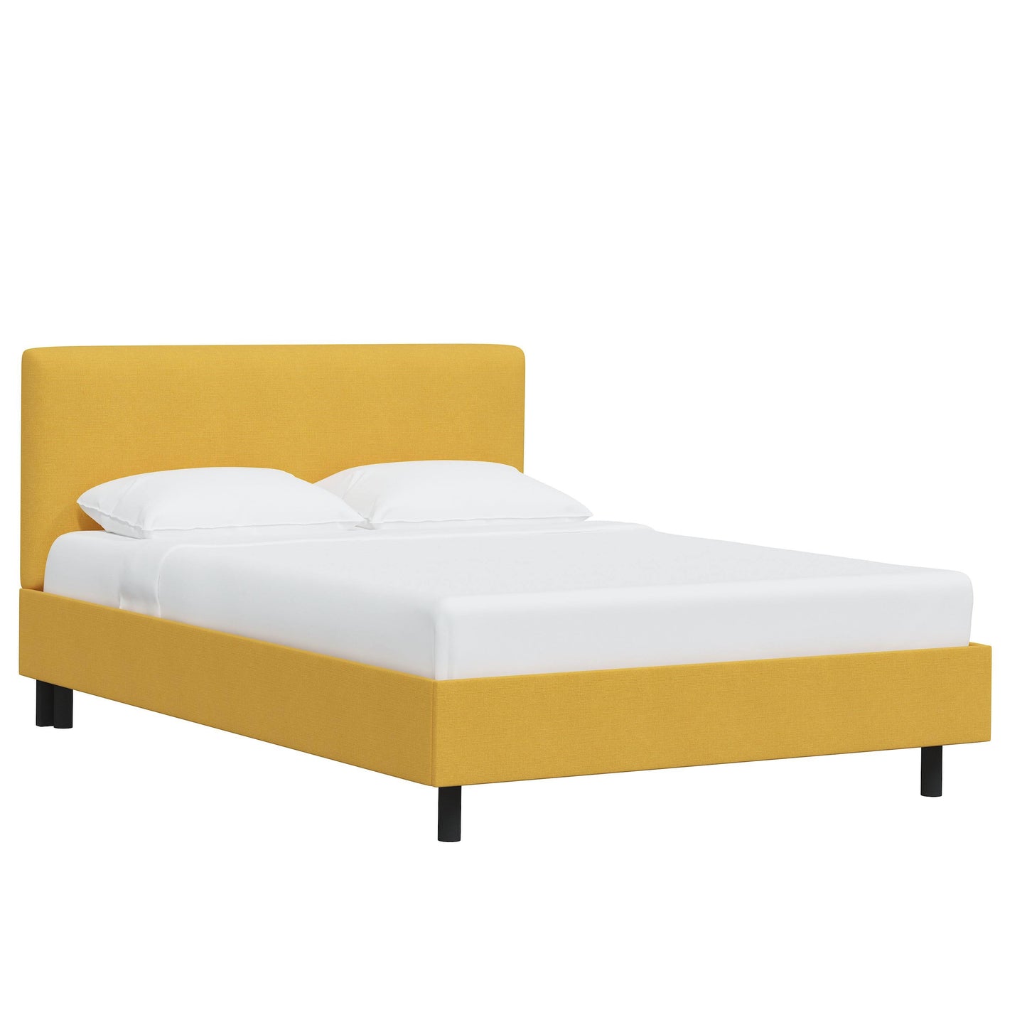 Skyline Furniture Platform Bed in Linen (Yellow - Queen)