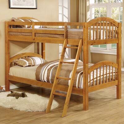 Swenki Twin Over Twin Solid Wood Standard Bunk Bed Harriet Bee Bed Frame Color Oak