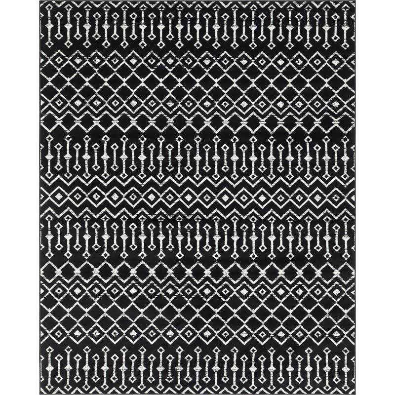 Unique Loom Moroccan Trellis Black 8 ft. x 10 ft. Area Rug