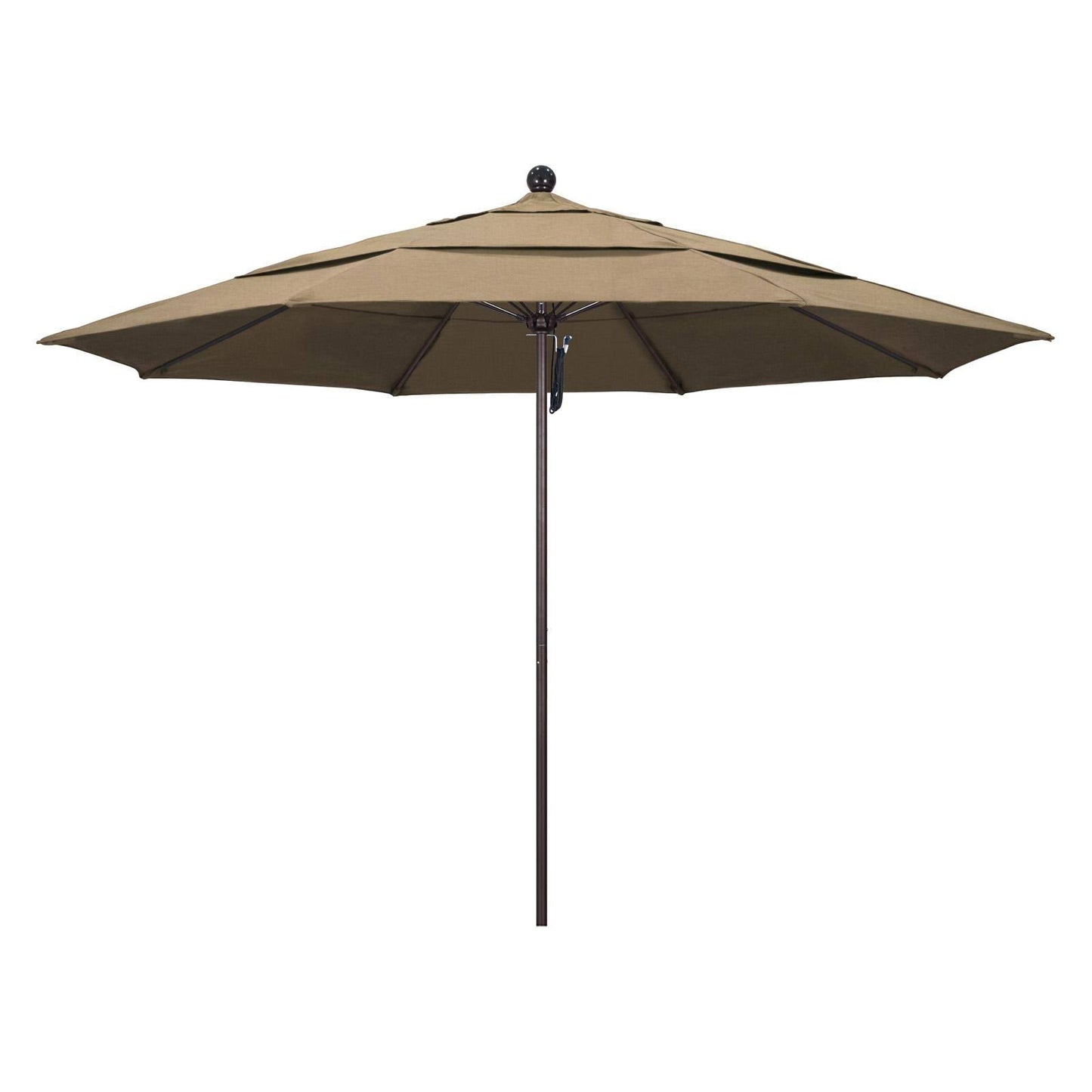 California Umbrella 11 ft. Sunbrella Fiberglass Double Vent Market Umbrella Sunbrella Heather Beige