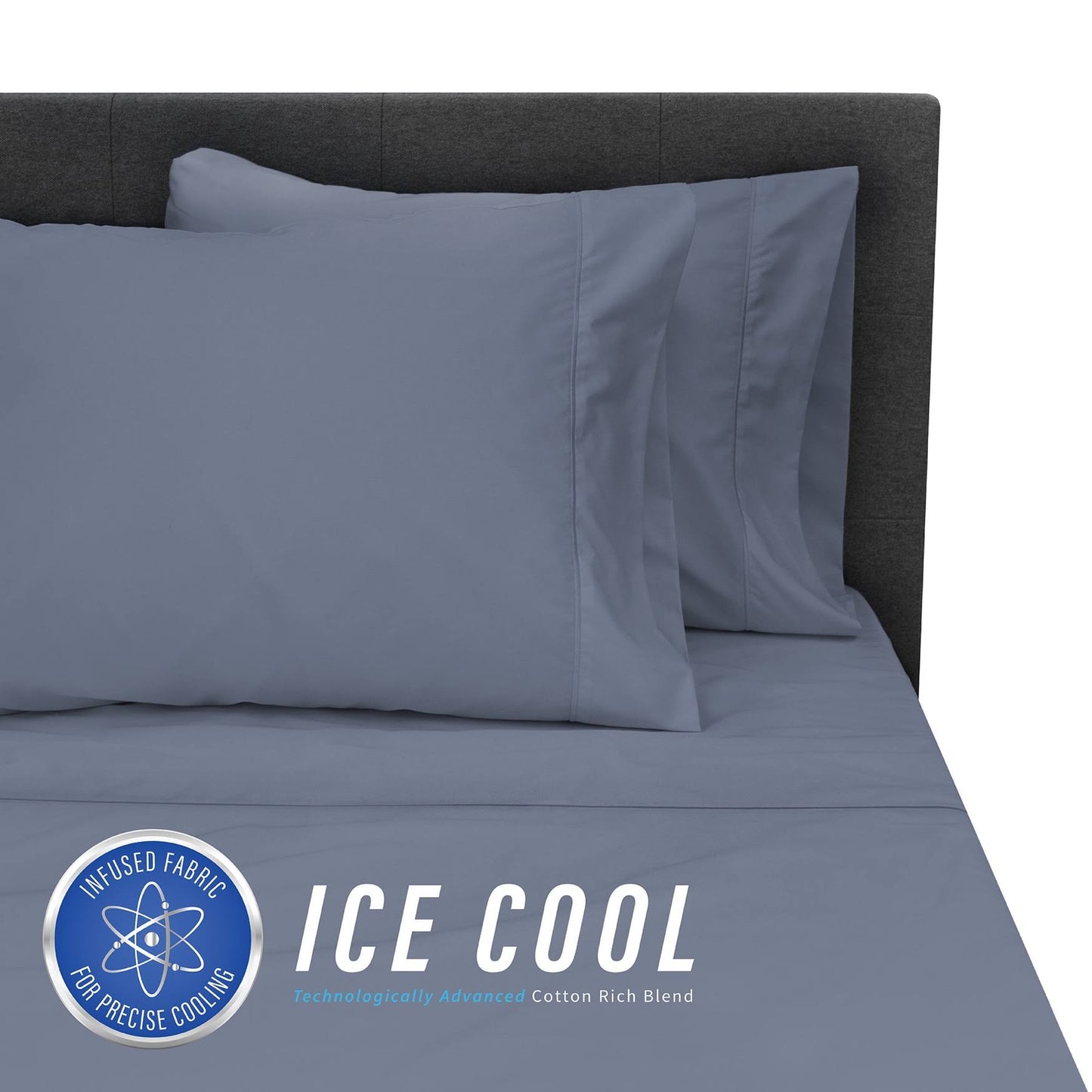 SensorPEDIC Ice Cool 400 Thread Count Dark Blue Sheet Set - Queen