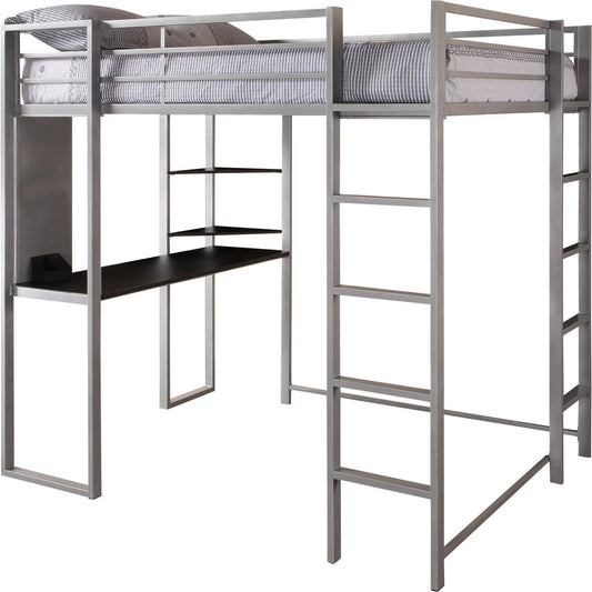 DHP Abode Full Size Metal Loft Bed Silver