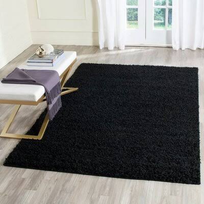 Baldev Shag Polypropylene Black Area Rug Mercer41 Rug Size: Rectangle 8 x 10