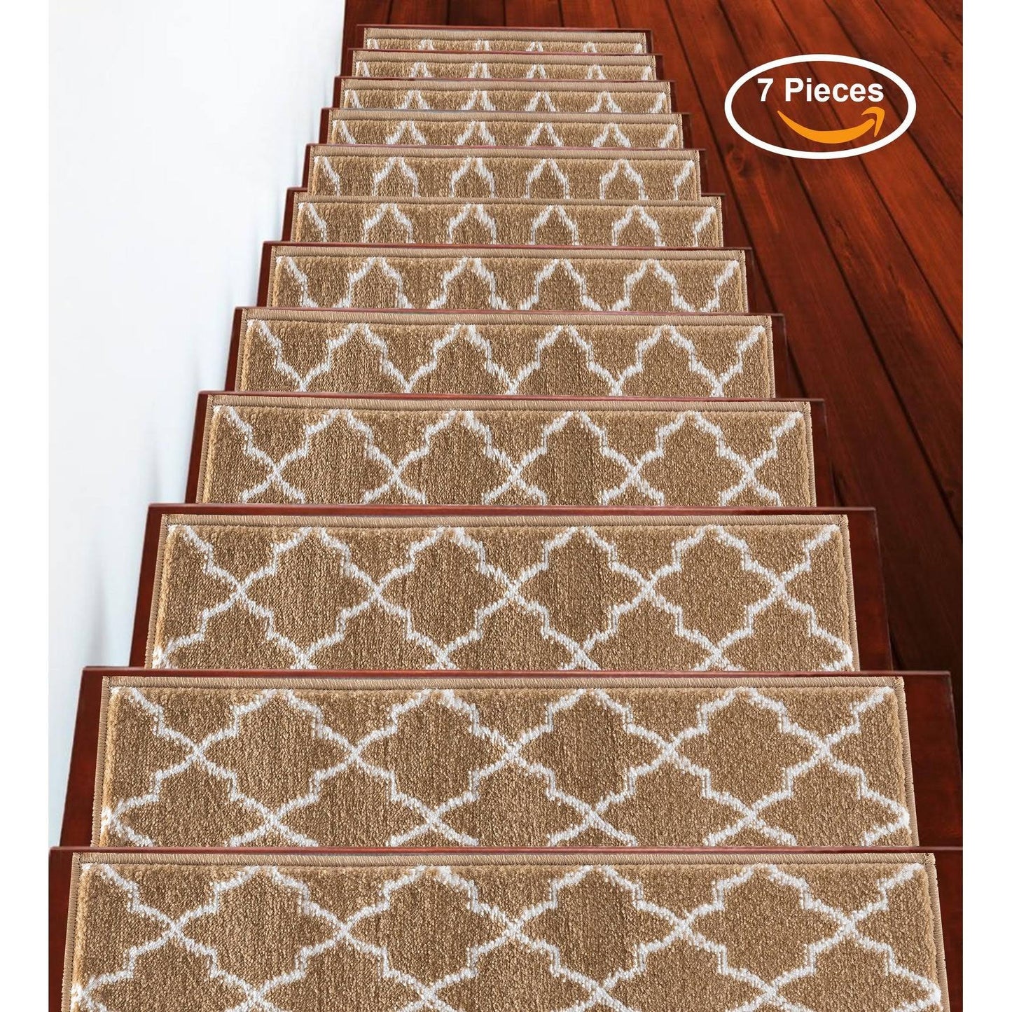 Sussexhome Trellisville Collection Stair Treads - 7-Pack - Beige