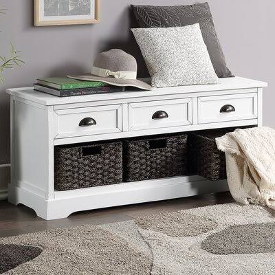 Rebbeca Drawer Storage Bench Breakwater Bay Color White - Black