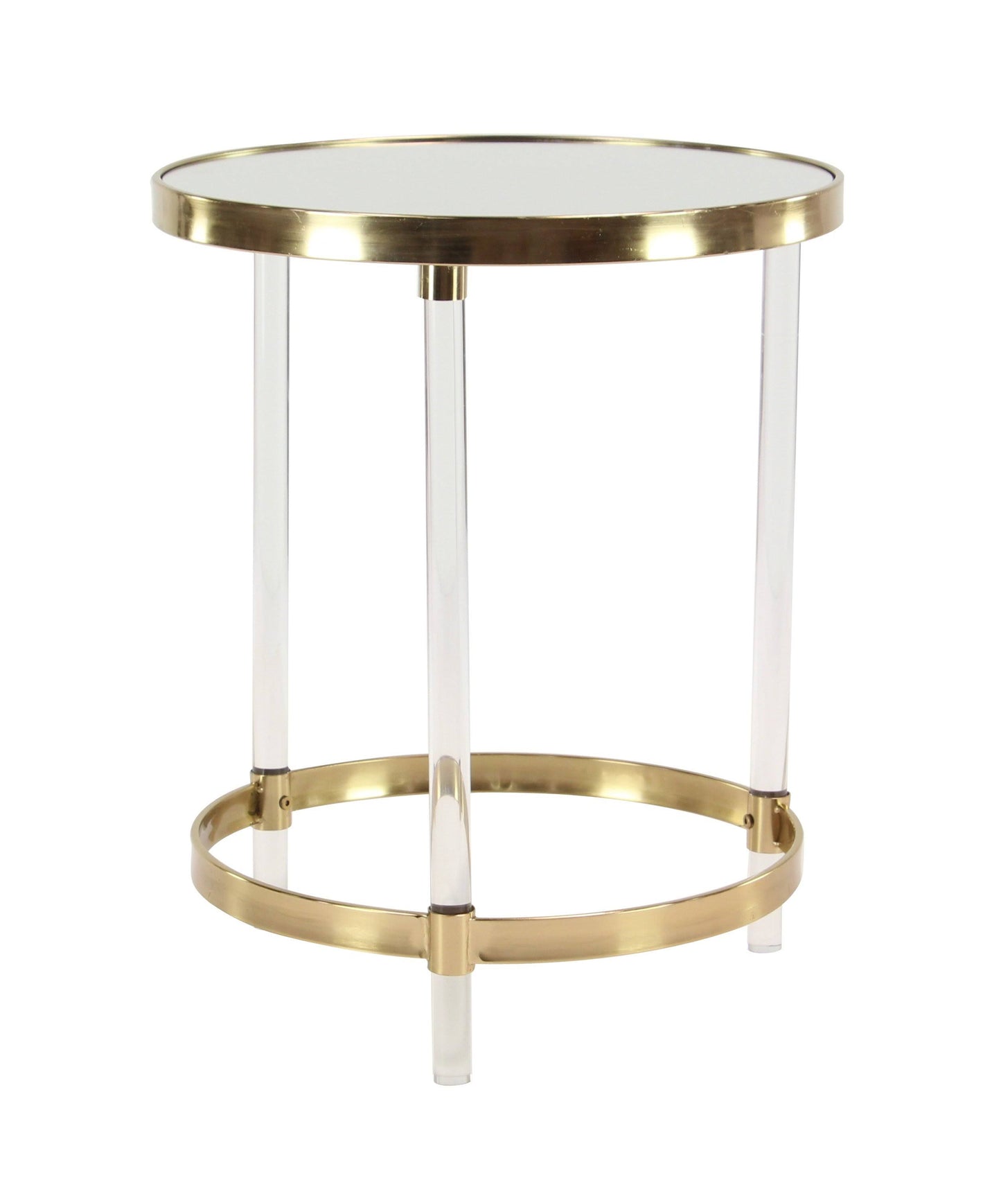 Decmode Modern Round Iron and Acrylic Accent Table, Gold