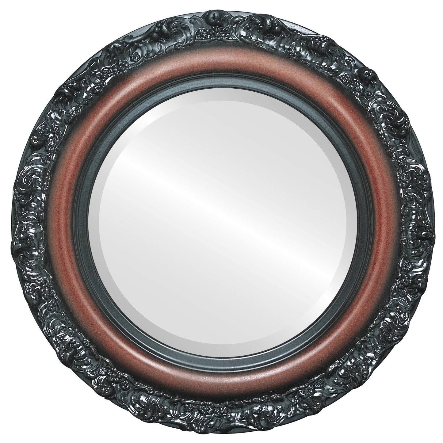 Venice Framed Round Mirror in Rosewood - Red (Mahogany - 35x35)